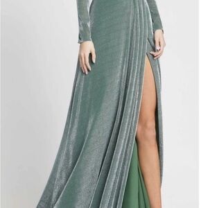 Mac Duggal Green Maxi Skirt with Slit for Cocktail